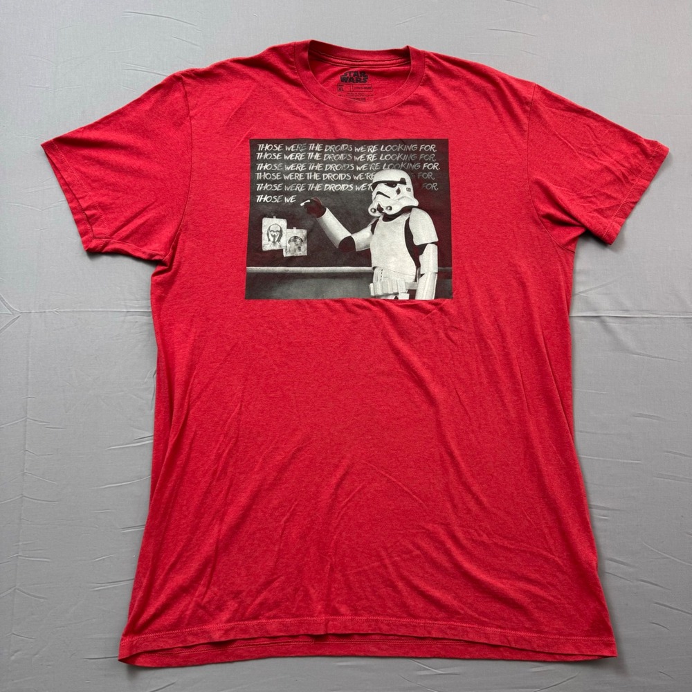 Star Wars Fifth Sun Mens XL Red Stormtrooper Droids Graphic T-Shirt Chalkboard